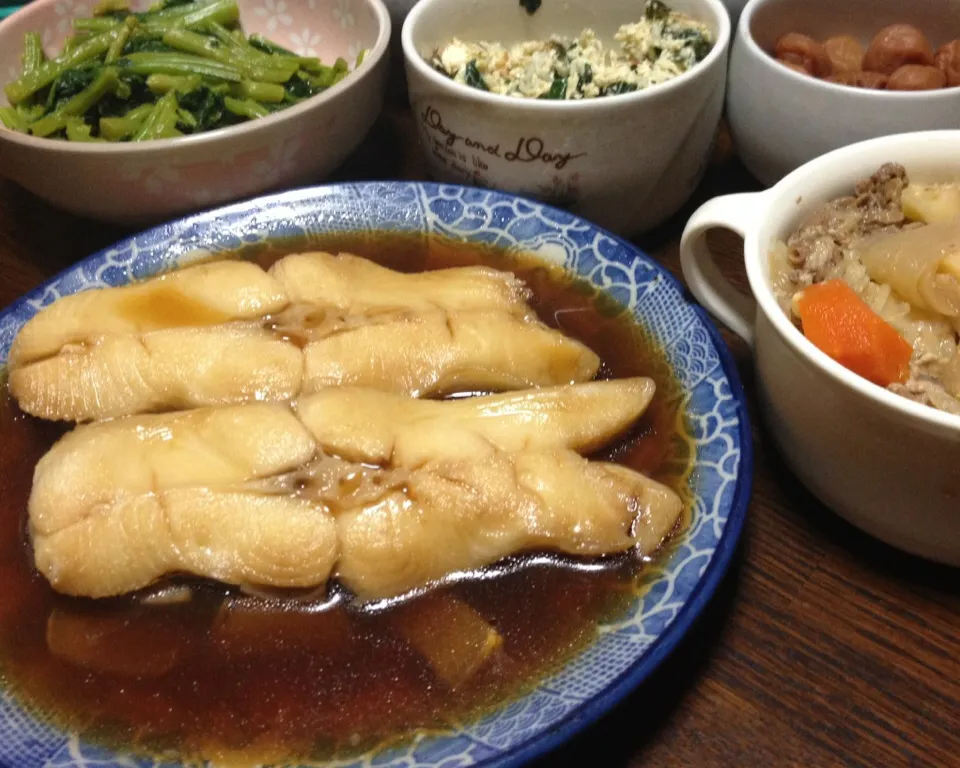 晩ごはん カレイ煮付け|ぽんたさん