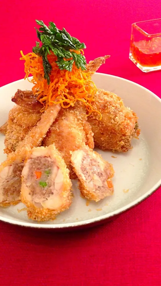 ปีกไก่สอดไส้ทอด(Fried Stuffed Chicken wings)|Pakamasさん