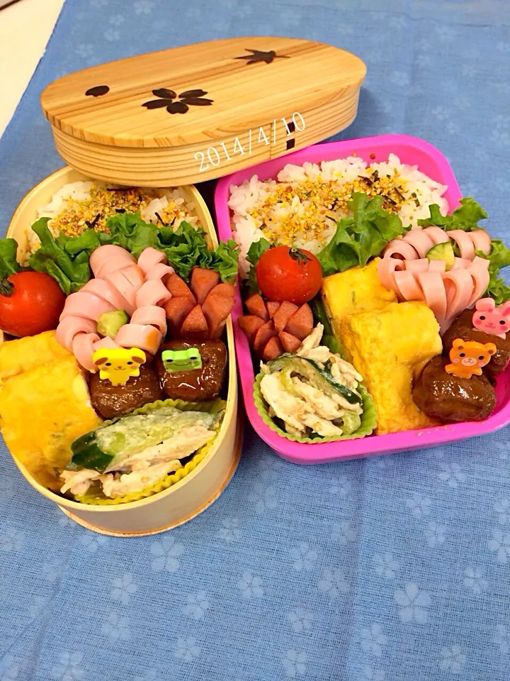 Snapdishの料理写真:娘っ子2人弁当|chi-koさん