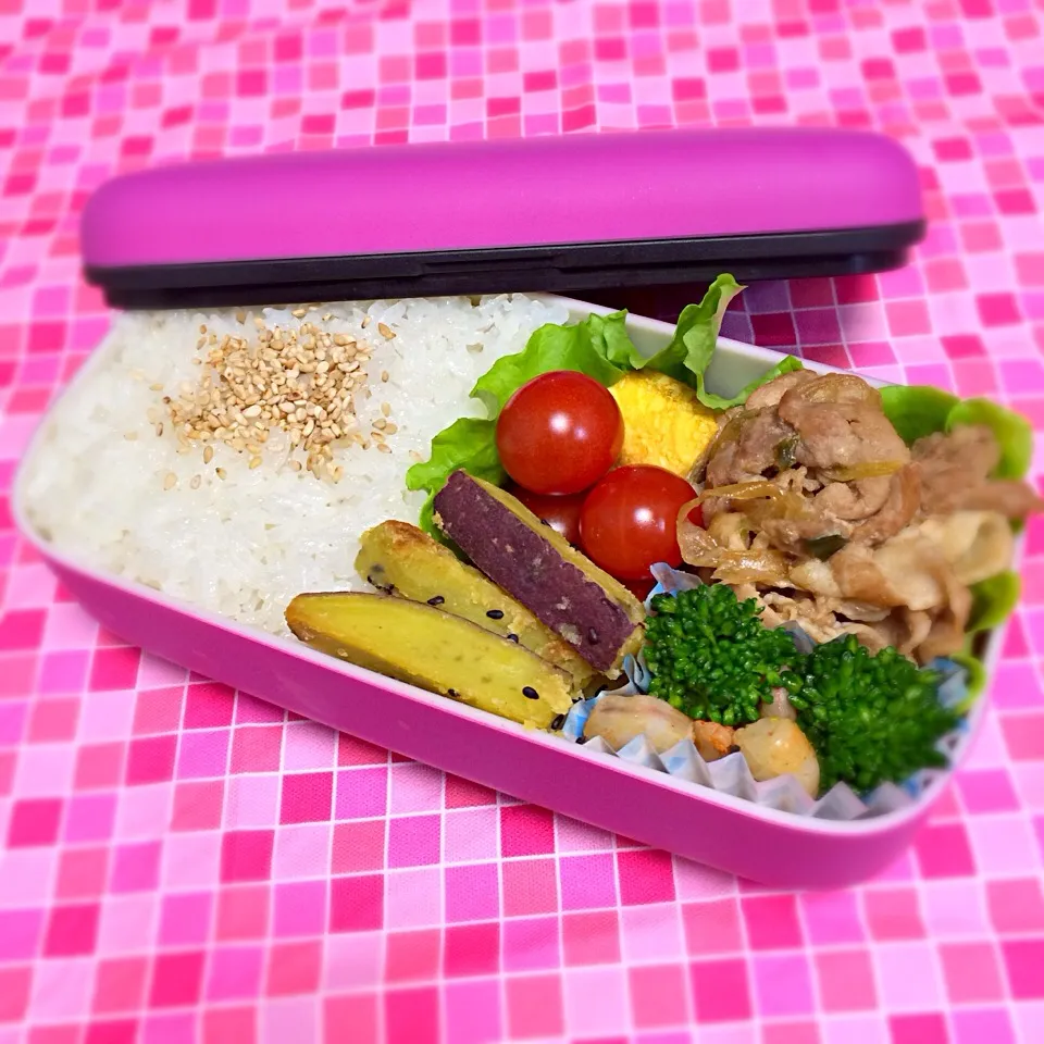 Snapdishの料理写真:4/10 豚コマで簡単生姜焼きmy弁当|makkyさん