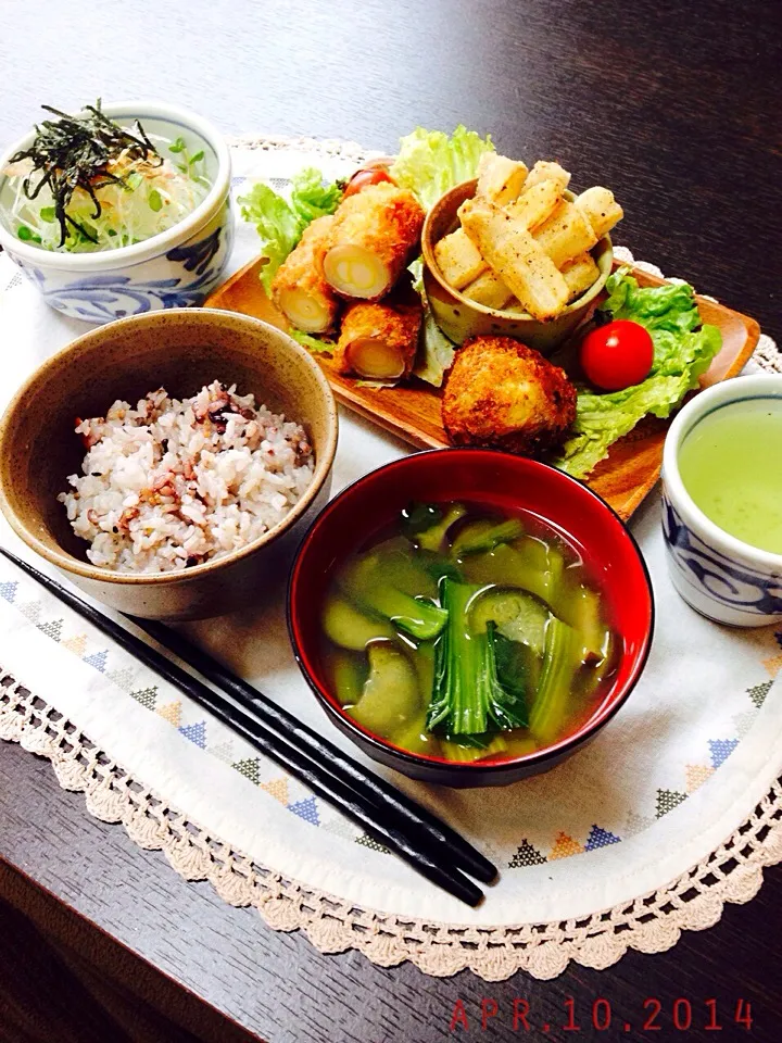 揚げ物3種盛り定食(⁼̴̀ૢ꒳​⁼̴́ૢ๑)|amumuさん