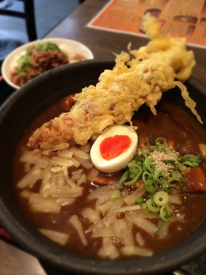 Snapdishの料理写真:ちく天、チーズ、カレーうどんとそぼろご飯|Meiqiさん