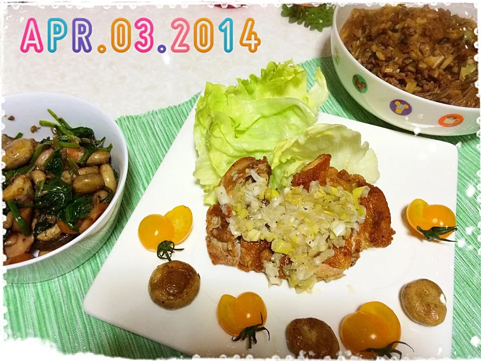 Snapdishの料理写真:4/3の夕ご飯🍴|みきぴょん♪さん