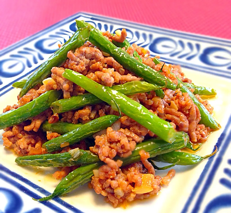 インゲンと豚ひき肉の炒め物♪|くにぽんさん