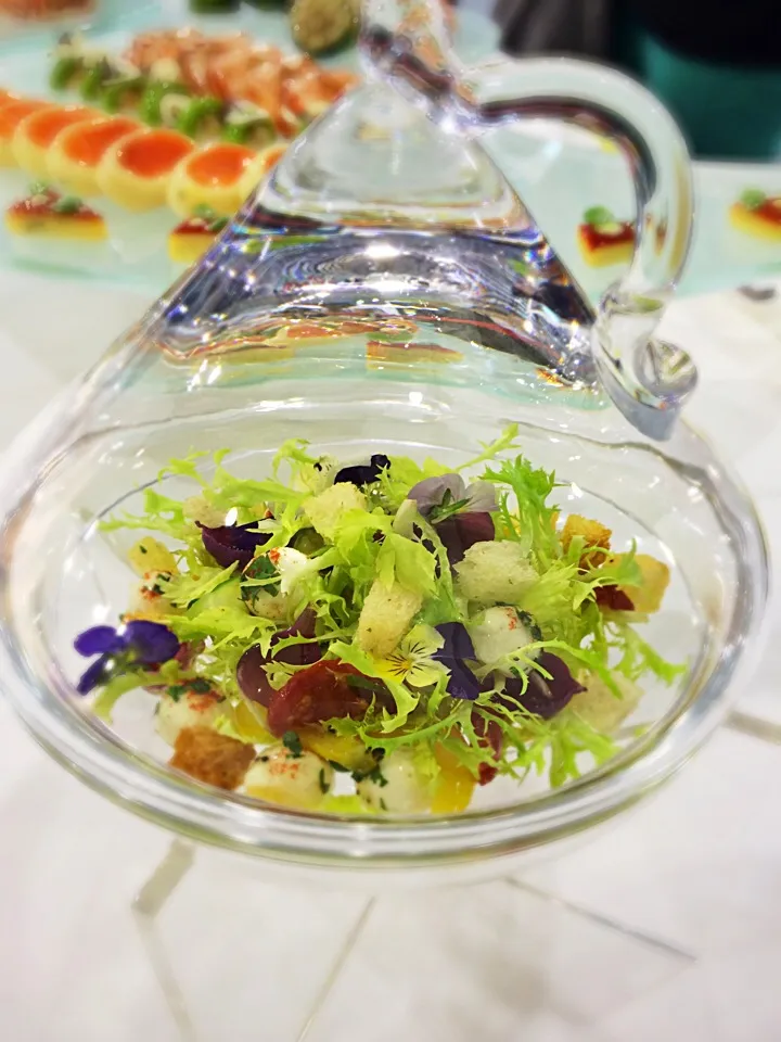 Salad served in a glass bottle|12Dragonさん