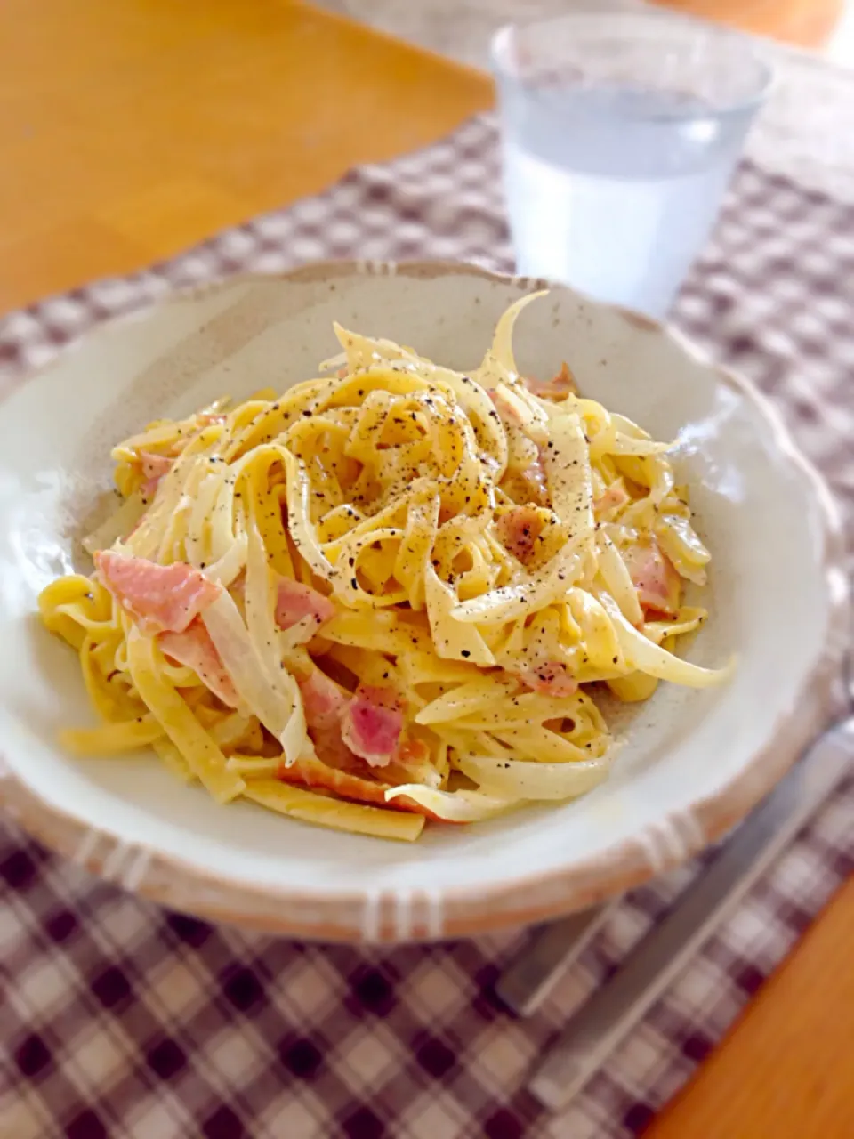 お一人様お昼ごはん  濃厚カルボナーラ|美香さん