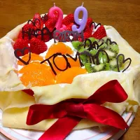 Snapdishの料理写真:ミルクレープで誕生日ケーキ♡|po_nyさん