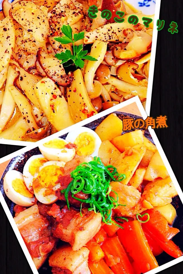 キノコのマリネ♥️と豚の角煮でカンパイ🍺|ともきーた (伊藤 智子)さん