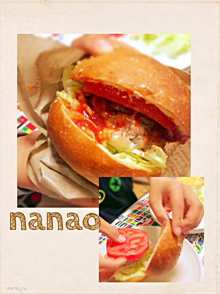 仕上げは子供達‼‼野菜いっぱいのハンバーガーの出来上がりぃ〜😋🎶|ナナオさん