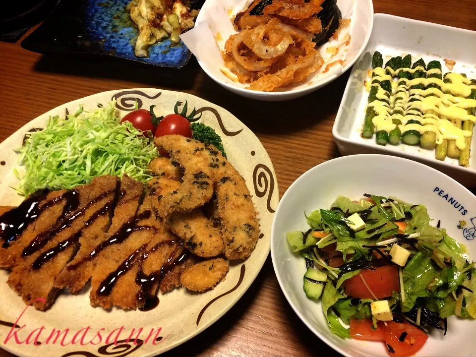 🎀おりぃさんの料理 さかぽんソースで鶏の香草パン粉焼き…チーズも入ってるよー^(=^ω^=)^  と、とんかつ〜♪|かまさん