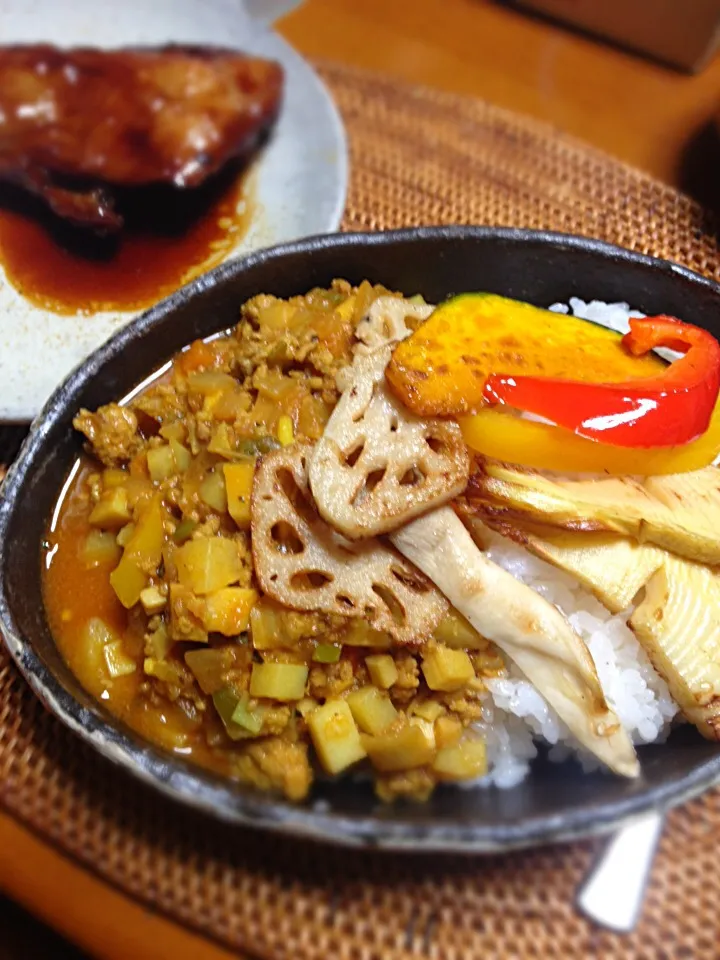 筍キーマカレー☆焼き野菜のせ♪|chao!さん