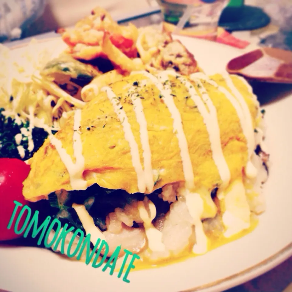 今日のトモコンダテはネギチーズオムレツのっけリゾットプレート🍳🍴。|🇯🇵ともこちゃん。さん