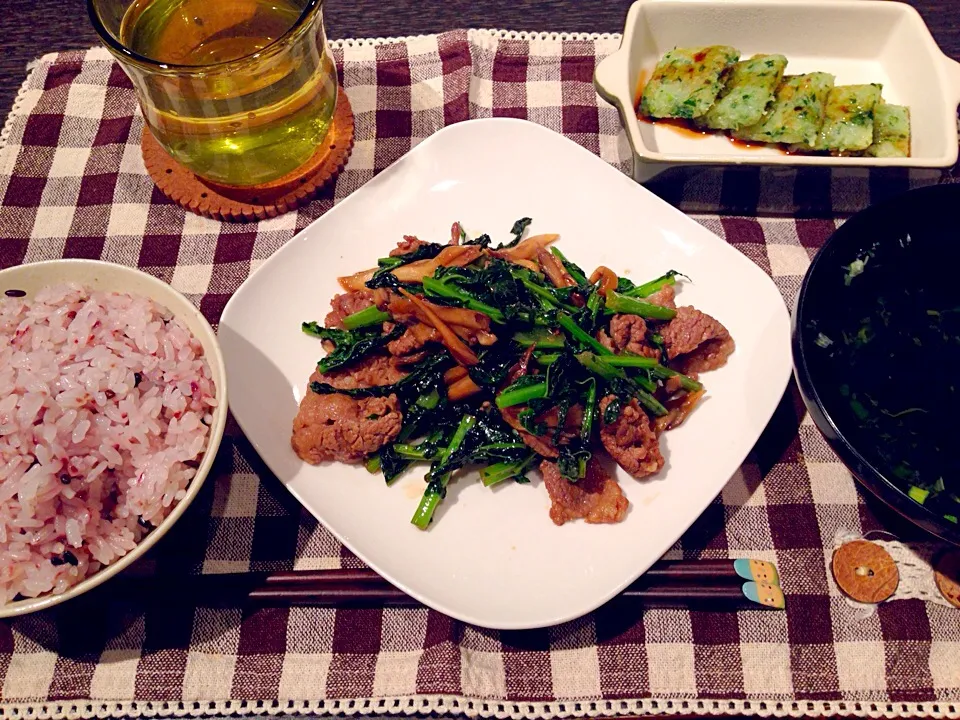 大根の葉と牛肉のオイスターソース炒めと大根餅|かぴこさん