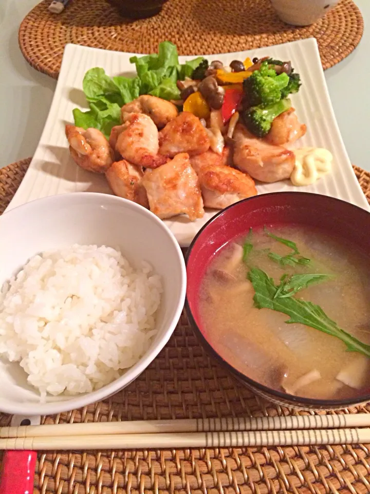 鶏肉揚げ焼き晩ご飯|Yuko Kobayashiさん