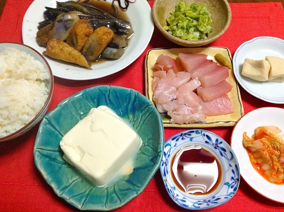 お刺身と茄子の煮付け|tomoさん