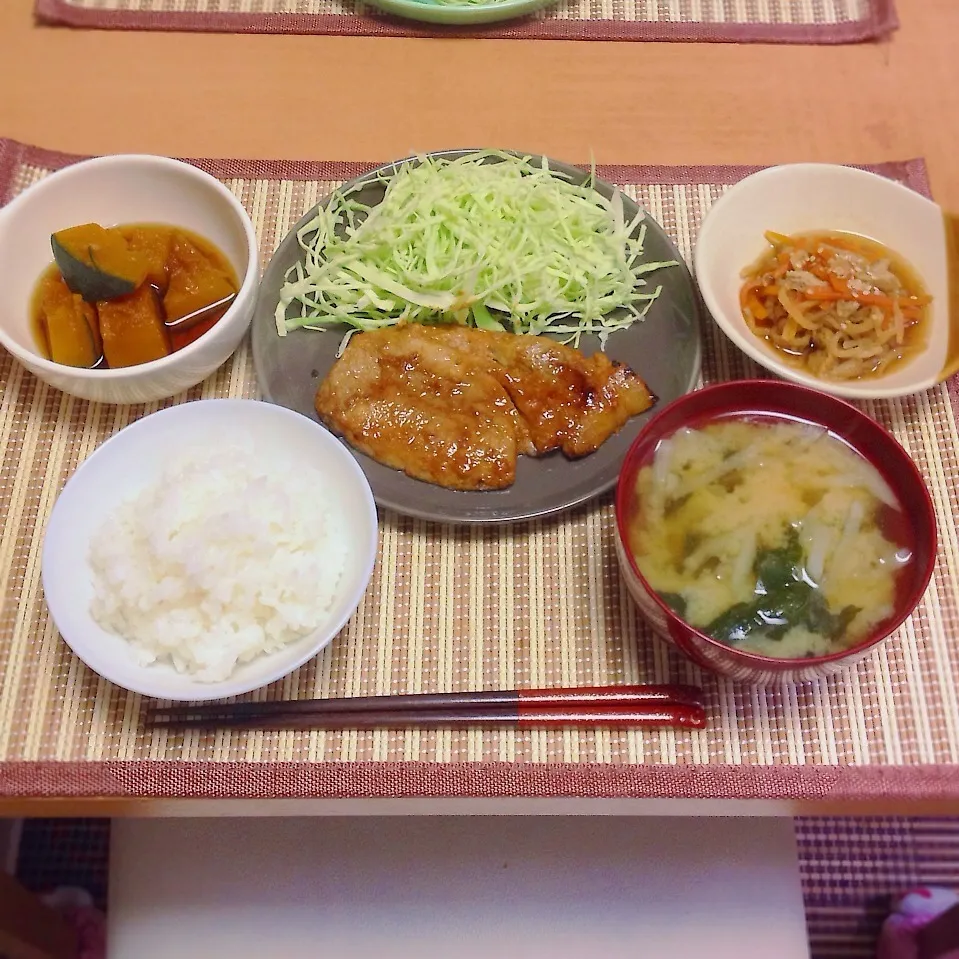 豚肉の味噌焼き、カボチャの煮物、切り干し大根の煮物|はるさん