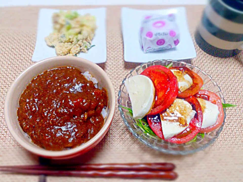 カレー残り 卯の花サラダ トマトサラダ 伊勢崎のクリーム大福|にゃろめさん