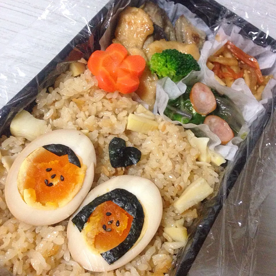 味玉くんにも春が来た弁当(´ ω。 `)|ふくろう女子さん