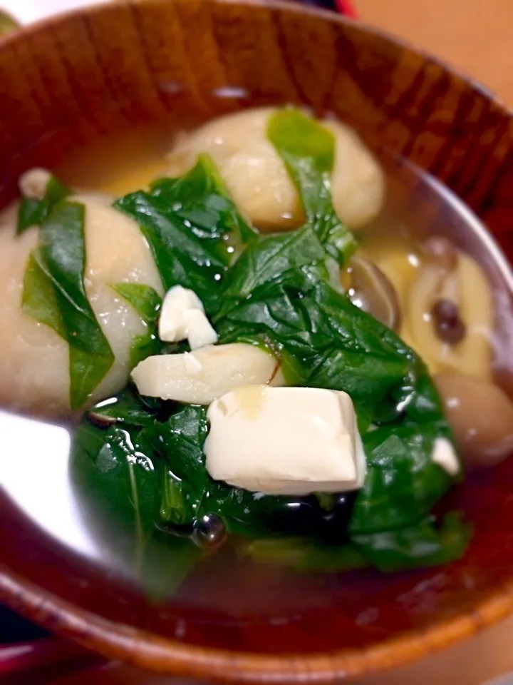 ほうれん草と餅麩の吸い物|caoさん