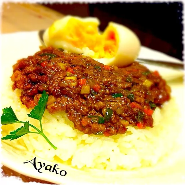 Snapdishの料理写真:がぁがちゃんのどらいかれ〜半熟🍳のせ|亜矢子さん