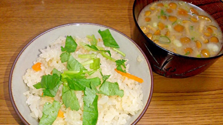 筍ご飯
なめこの味噌汁|ようかんさん