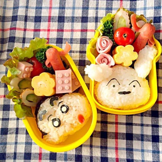 しんちゃんとシロ弁当☆|あけみさん