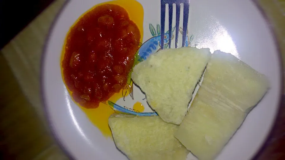 boiled yam and beans stew.|Jenniferさん