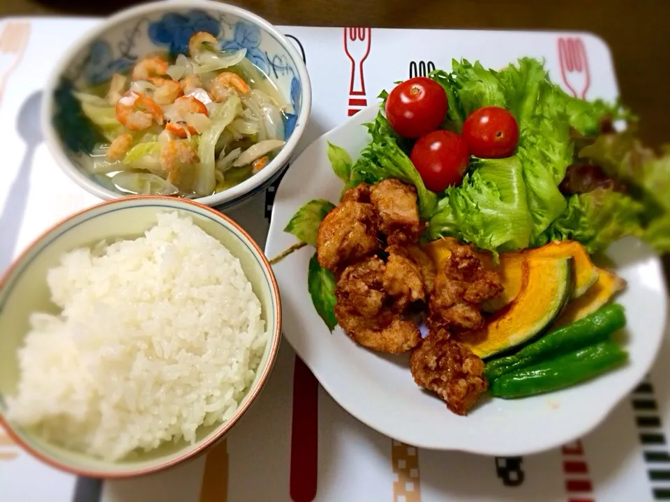 鶏のから揚げ、白菜とエリンギと干しえびのスープ煮|沙羅さん