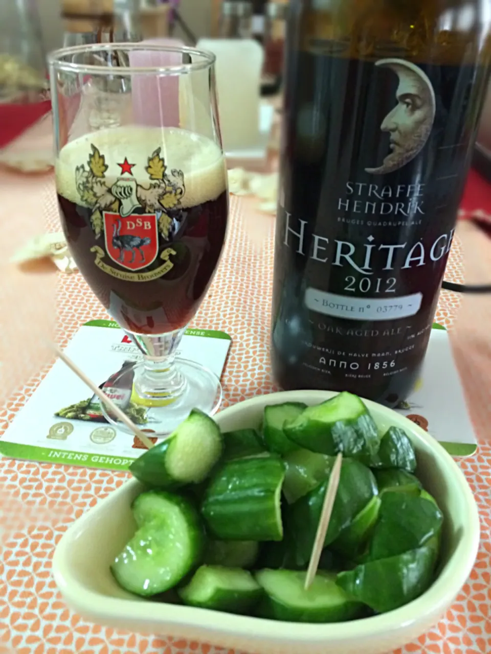 Pickled cucumber with wasabi&beer きゅうりのわさび漬けとビール|chocolatteさん