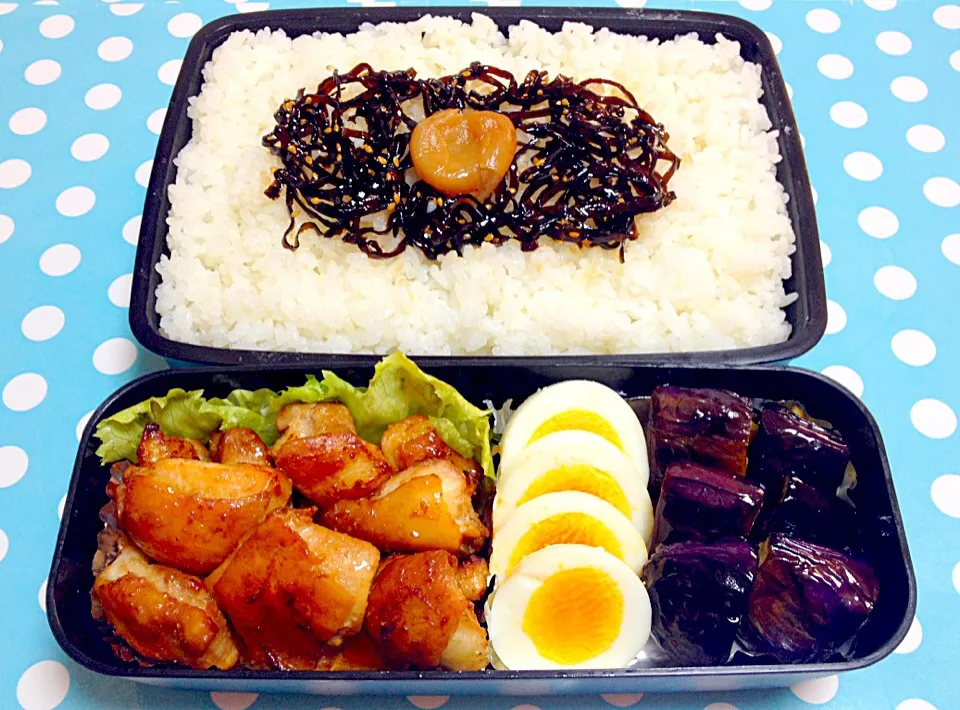 Chicken Adobo, Egg & Eggplant O Bento|Liezlさん