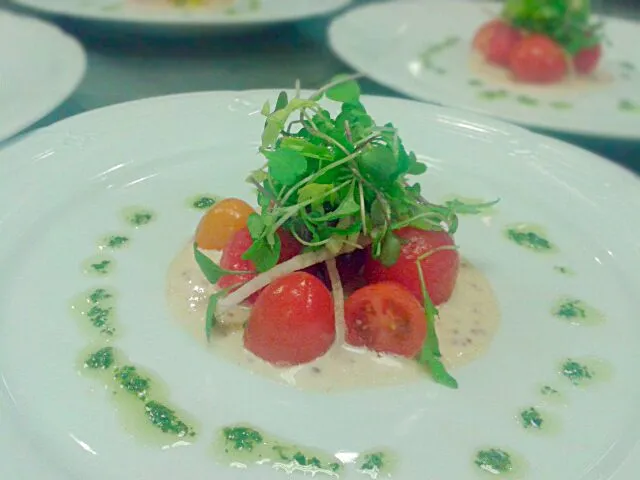 Compressed Watermelon & Grape Tomato Salad in a Key Lime Honey & Stone Ground Mustard Vinaigrette|Bryan S. Mooreさん