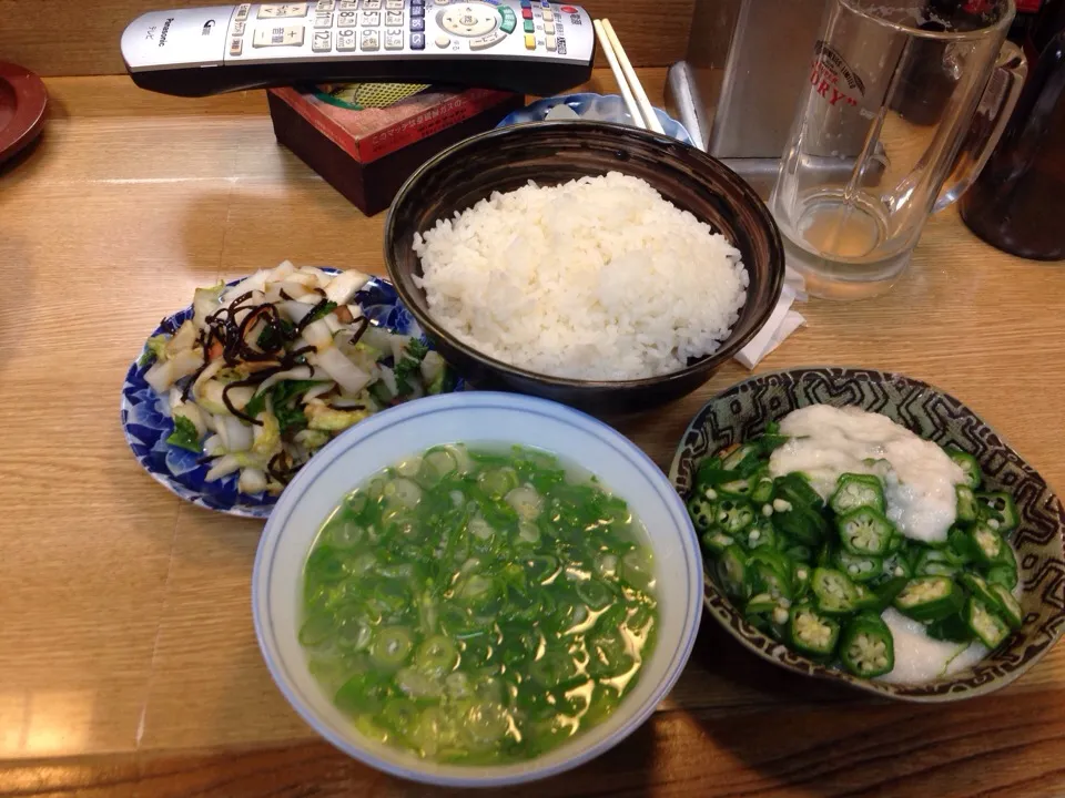 オクラとろろ納豆にアサリの酒蒸しのスープ。|ウエハラ キヨシさん