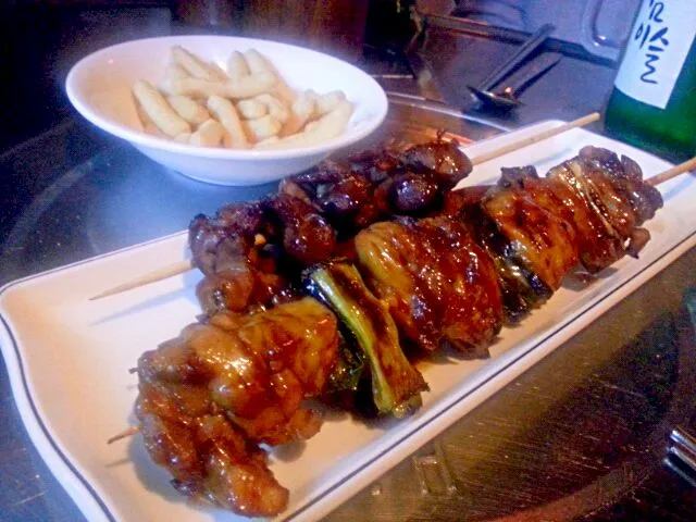 꼬치 skewered chicken with soju|샤라さん