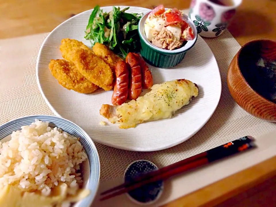 鮭のポテマヨ焼きと筍ご飯♪|sho...✡*゜さん