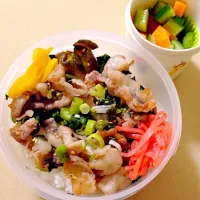 Snapdishの料理写真:0418ネギ塩豚丼お弁当|shichiさん