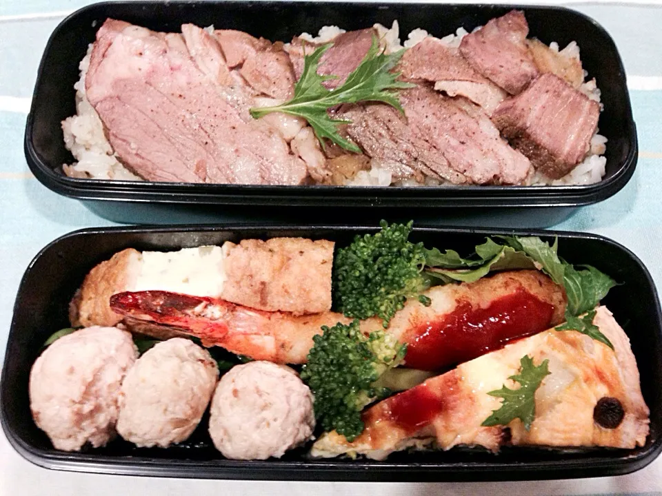 鶏団子と昨日の宴の残り弁当。|Chiharuさん