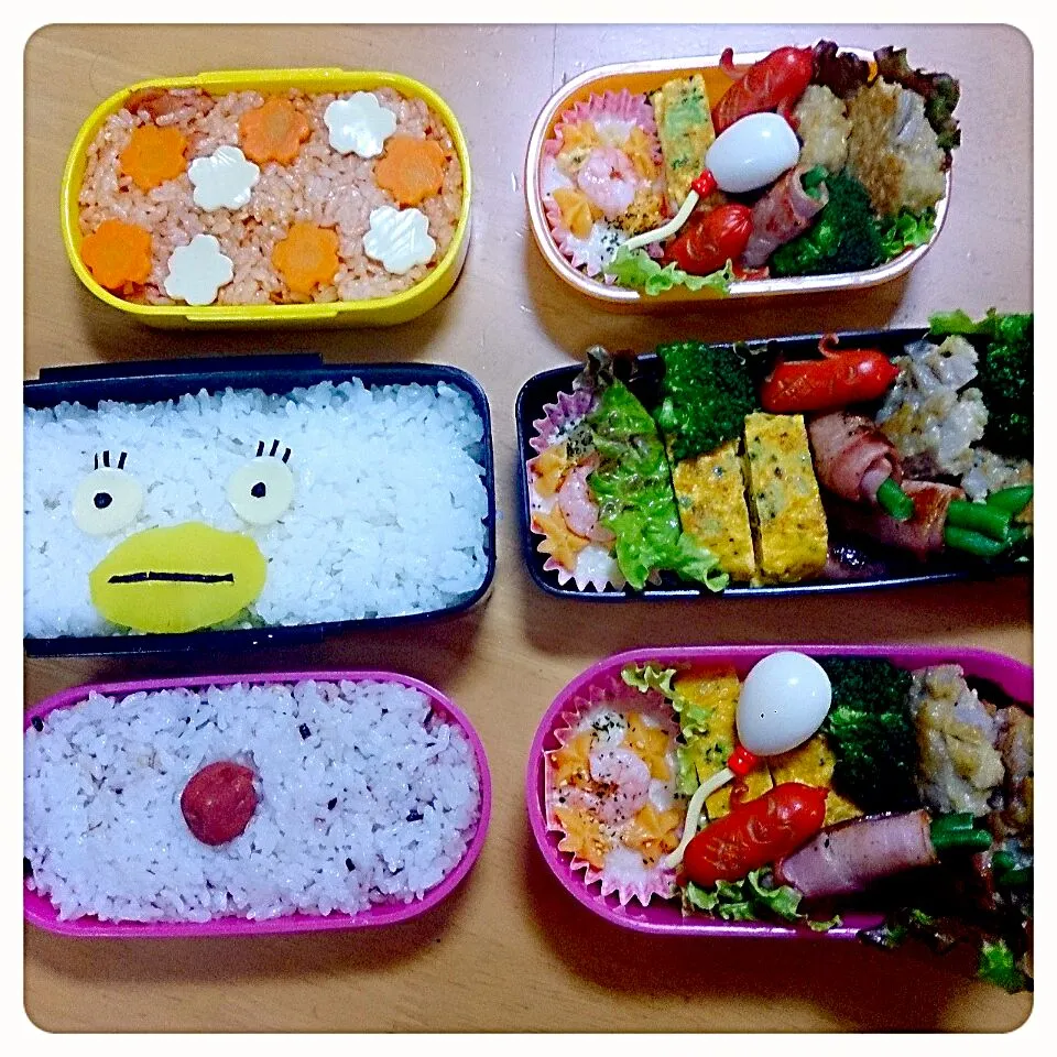 Snapdishの料理写真:雨ですが…小、中、高の遠足弁当♪|teruyoさん