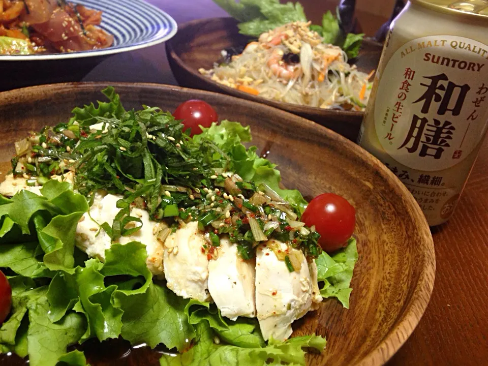 蒸し鶏の薬味ソースがけ|ちっきーさん