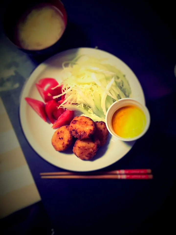 Snapdishの料理写真:あいこ ⁎ˇ◡ˇ⁎さんの料理 夜ご飯  2014.4.12.|くまさん