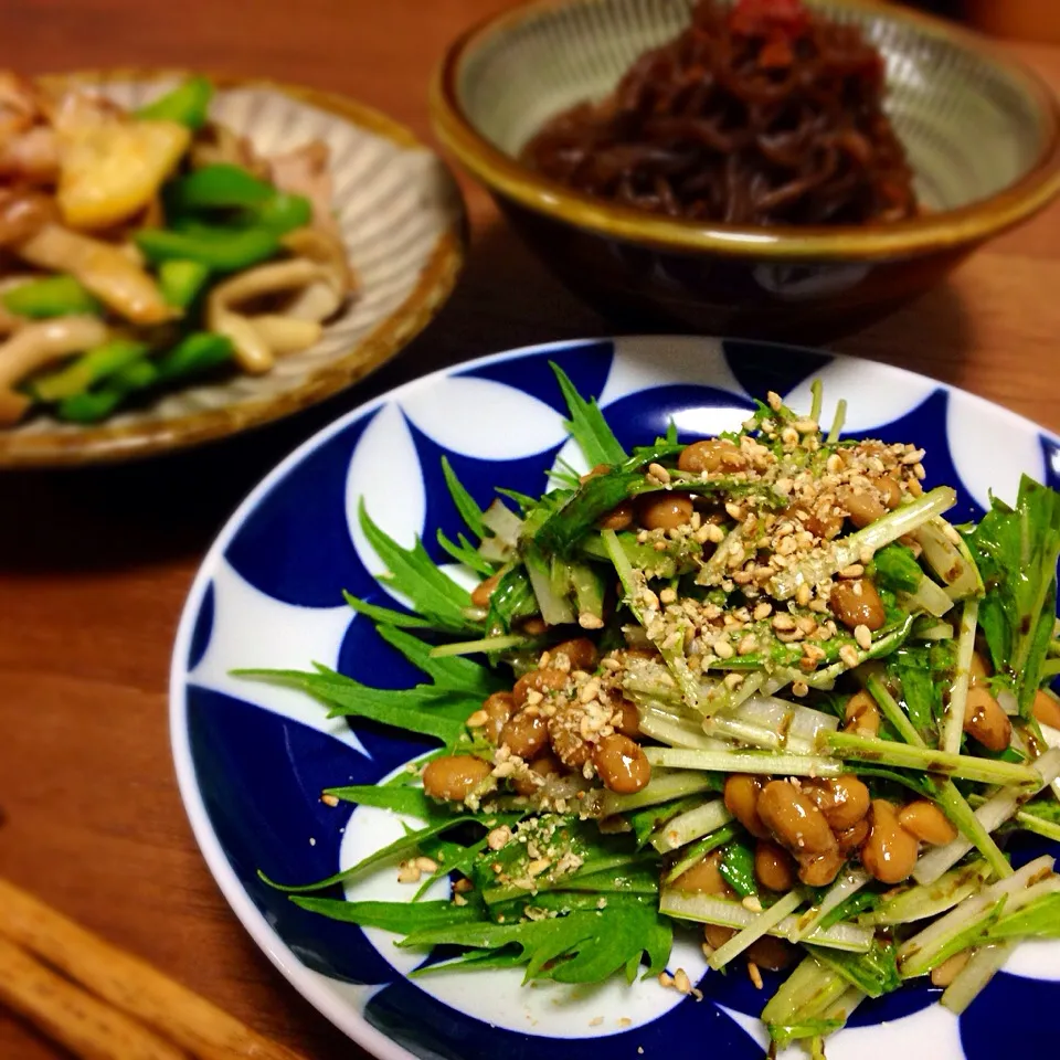 Yumi103さんの料理 水菜  納豆と海苔佃煮の和えもの～🎵|まるさん