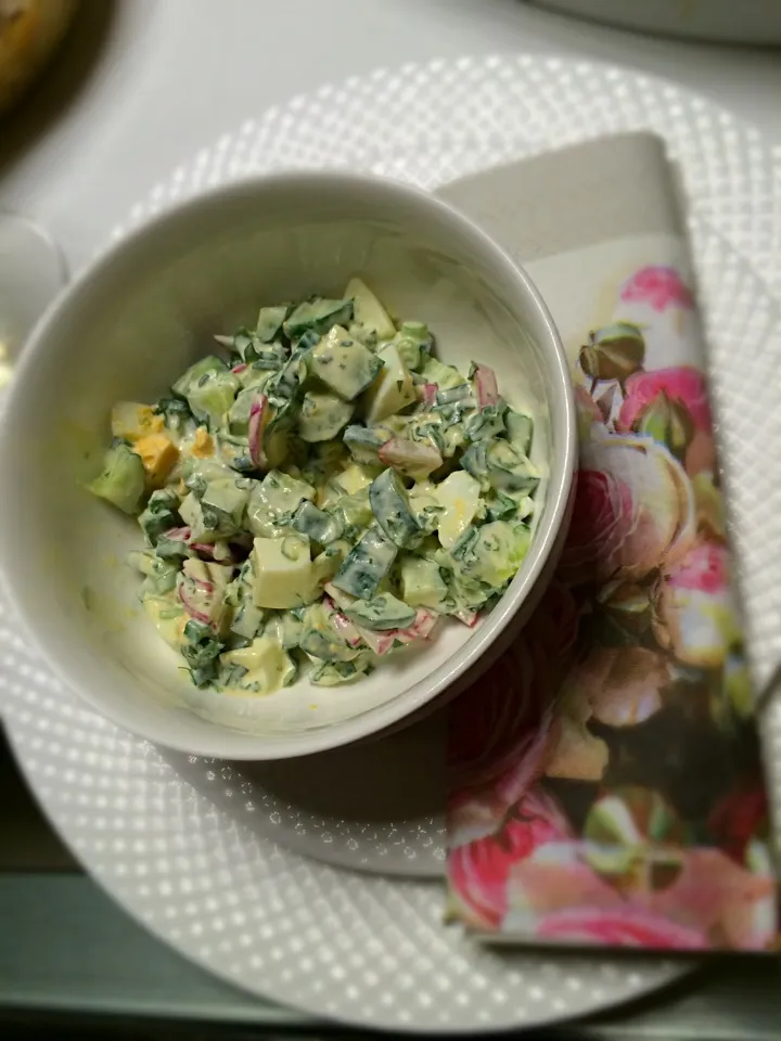 Radish and Cucumber spring salad with eggs Ukrainian style;)|aястасияさん