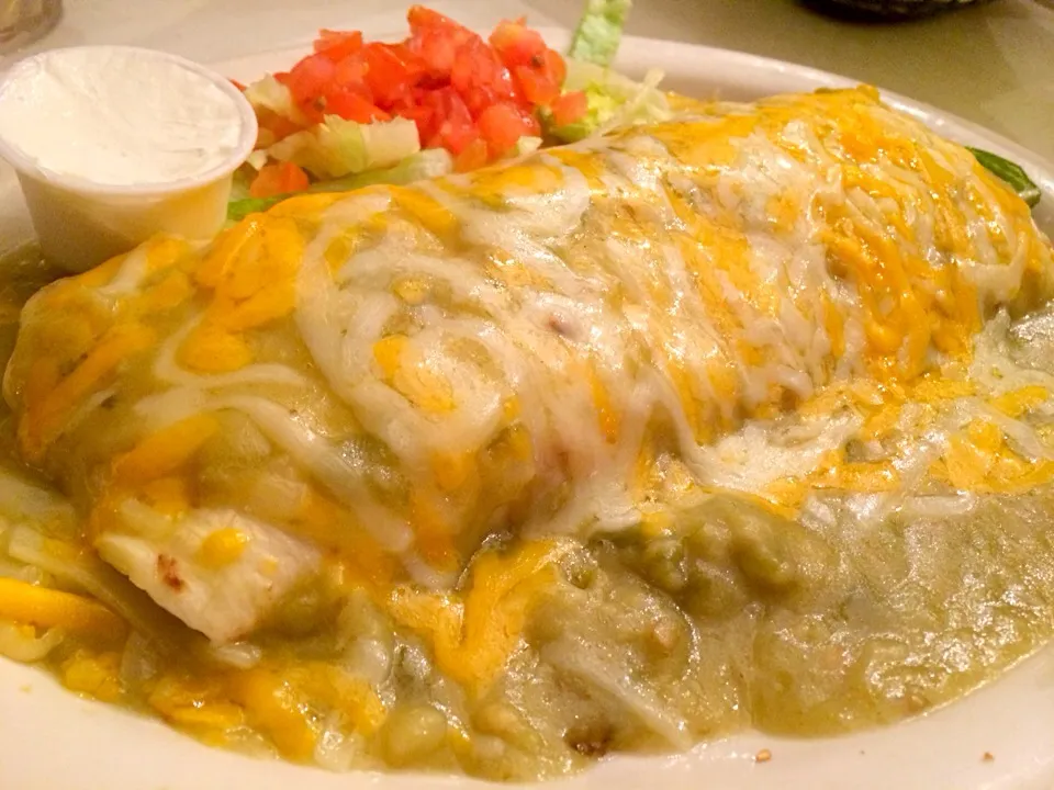 Snapdishの料理写真:Veggie Burrito Smothered in Cheese & Green Chile|Rich Wagnerさん