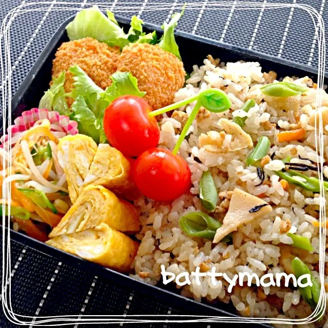 たけのこ混ぜご飯弁当〜☆battymamaのパパ弁当〜☆|ばってぃーまま＠♪さん