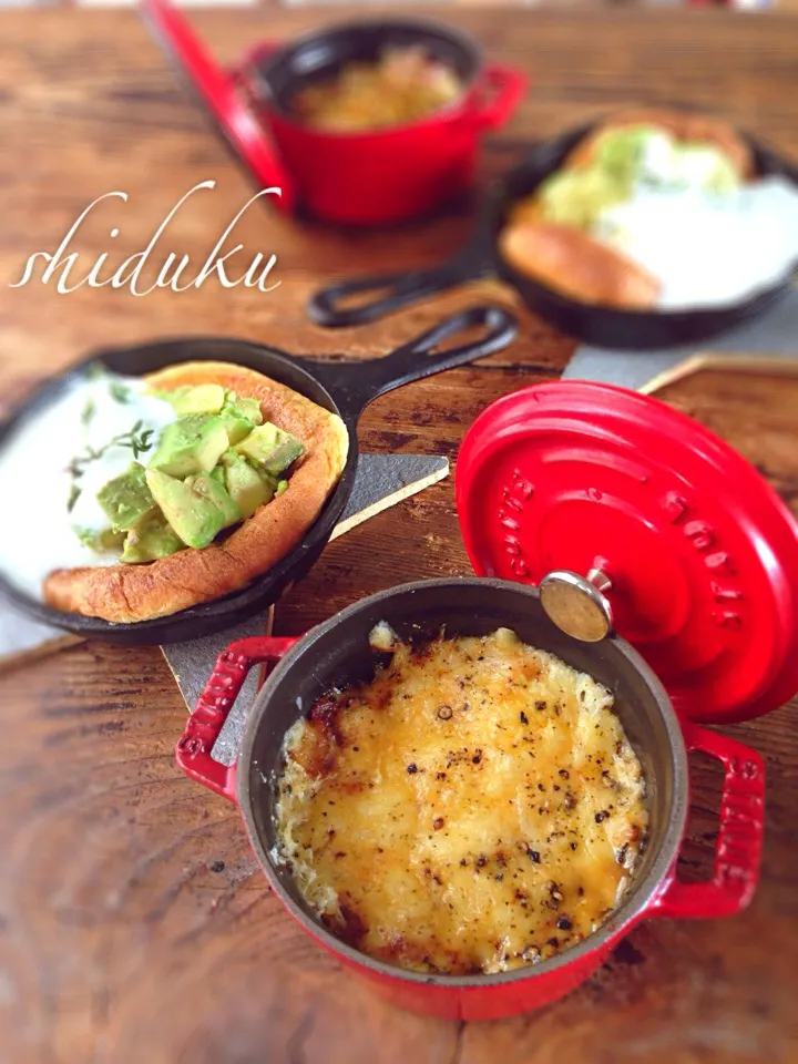 今日の朝ごはん🎵
「ダッチベイビー」
「玉ねぎのグラタン(俺のフレンチ風)」|Shiduku Egawaさん