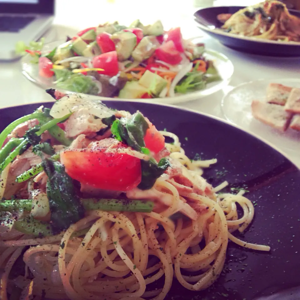 クレソンと鶏胸肉でスパゲッティ🇮🇹|ヲルカさん