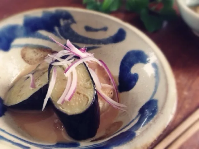 揚げ茄子と長芋の胡麻味噌だれ|まちまちこさん