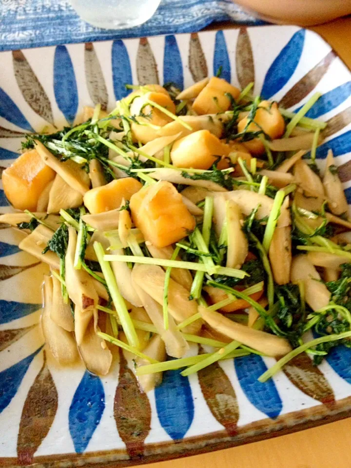 水菜と牛蒡と麩のキンピラ|南魚海さん