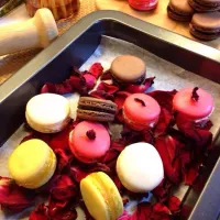 Snapdishの料理写真:Macarons : Rose / Caramel butter / Chocolate / Lemon|Kasem Rattanapinyopitukさん