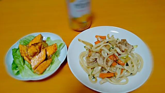 焼きうどん&ｻｰﾓﾝｶﾚｰｿﾃｰ|まなっぺ。さん