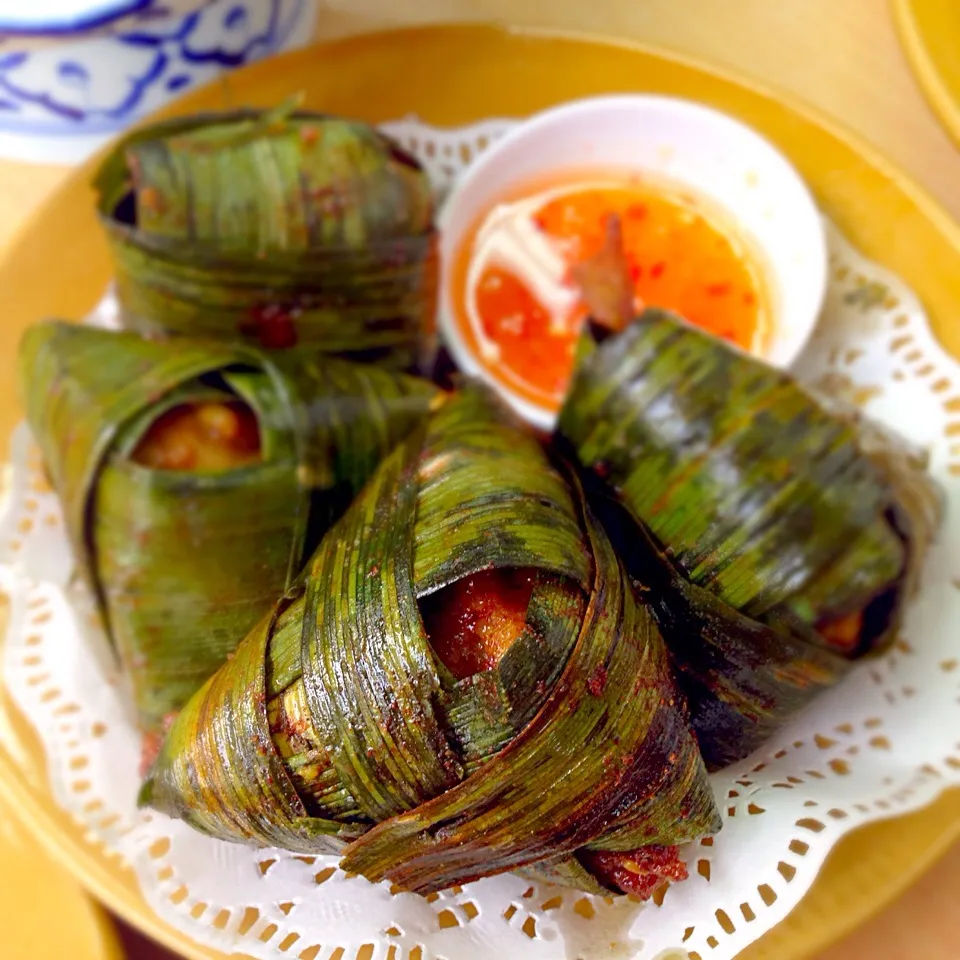 Pandan leaves wrapped chicken|해리さん